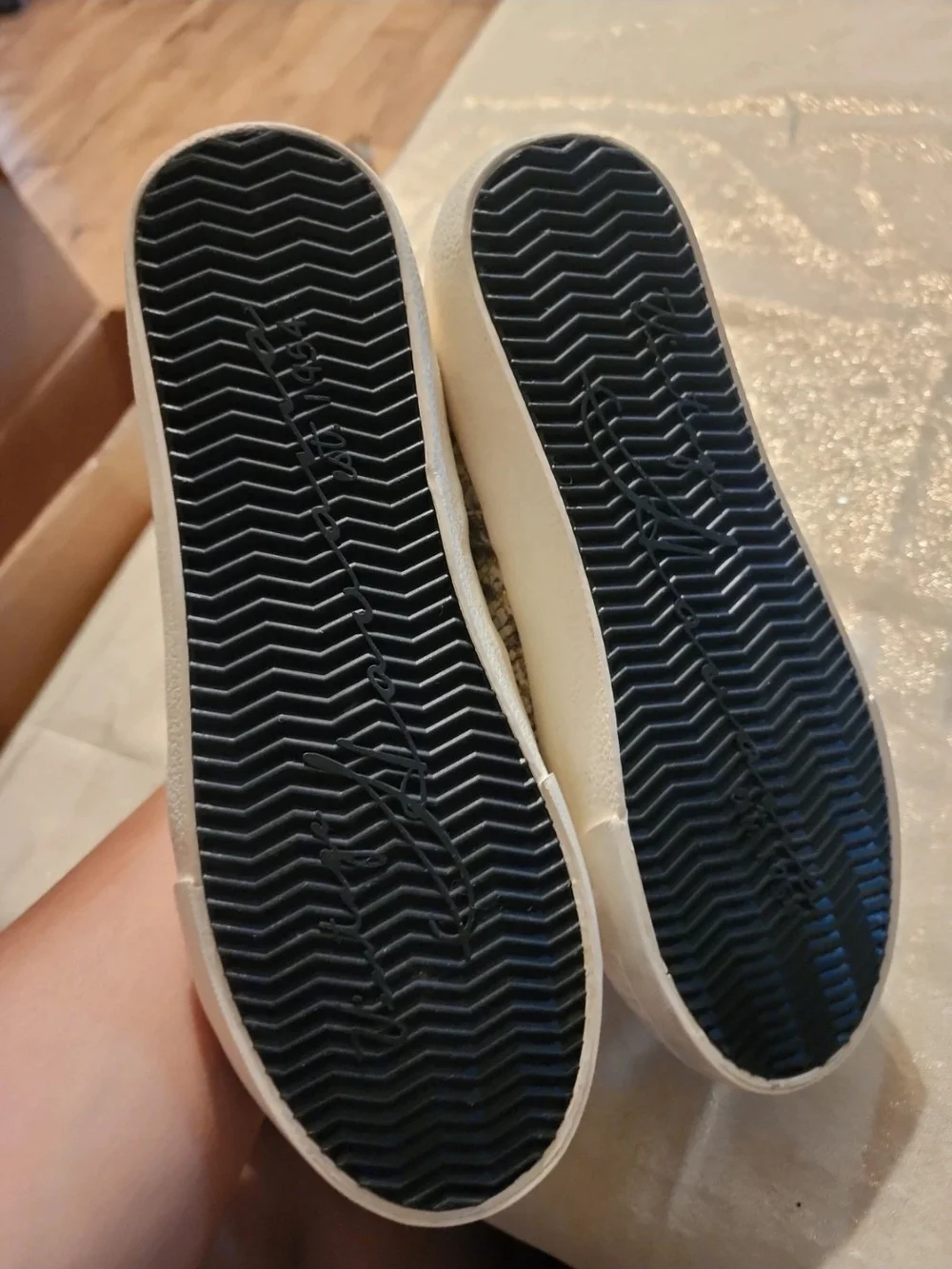 Star-Accent High-Top Sneakers in Black, Gray and Cream